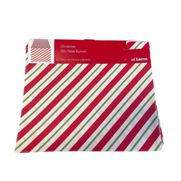 Christmas 72" Table Runner Red & Green Striped Design By At Home - Picture 1 of 2